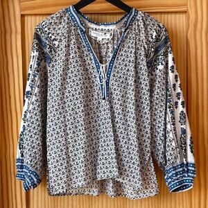 Emerson Fry Blue and White Patterned Blouse